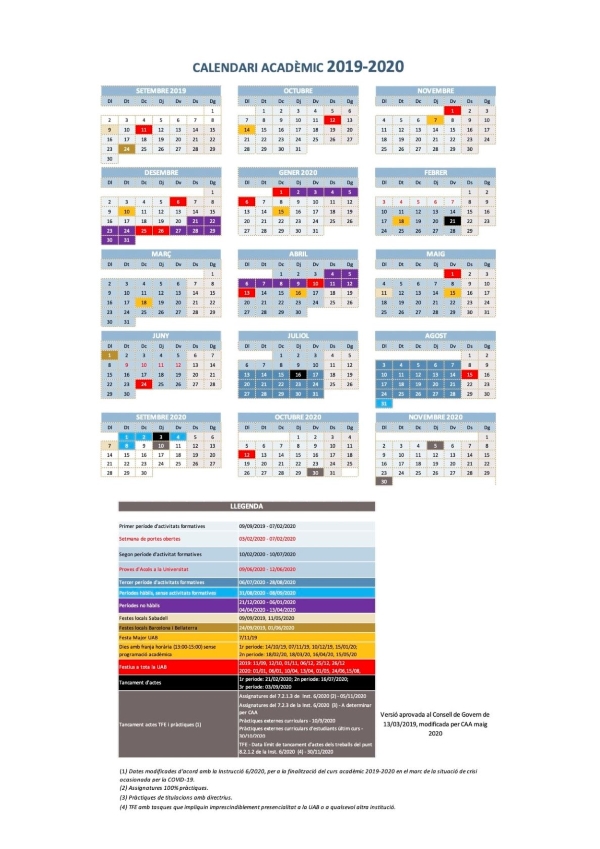 Calendario Académico 2018-2019
